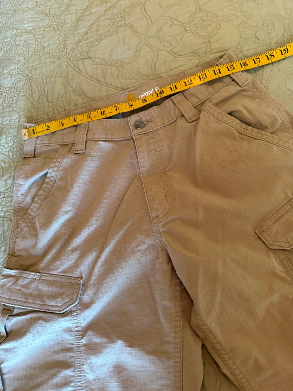 Carhartt Force Broxton Cargo Shorts 32 Tan Ripstop Utility Hiking Workwear